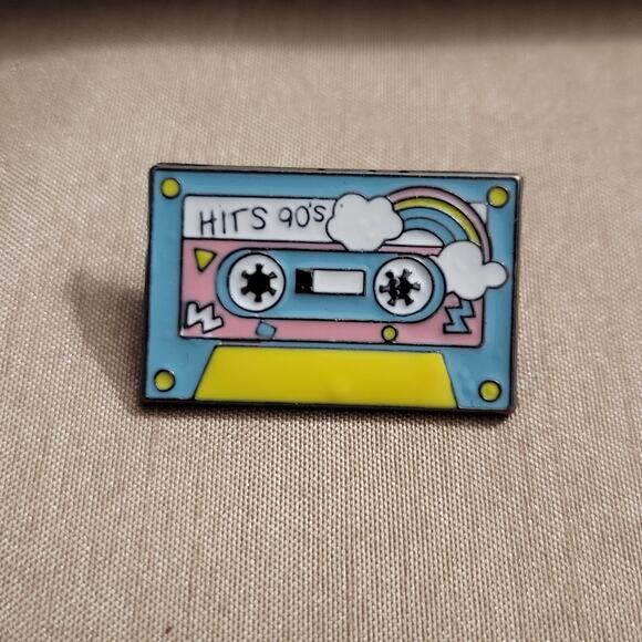 Retro 90s Hits Cassette Tape Lapel Pin - Picture 1 of 2
